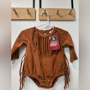 Brown Fringe Baby Romper